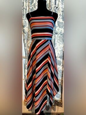 Trixxi Multicolor Striped Handkerchief Hem Dress